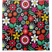 Wildblumen der Retrofeder Duschvorhang (Vorderseite)