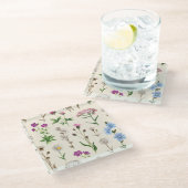 Wildblumen der Wasserfarbe. Glasuntersetzer (Schrägansicht)