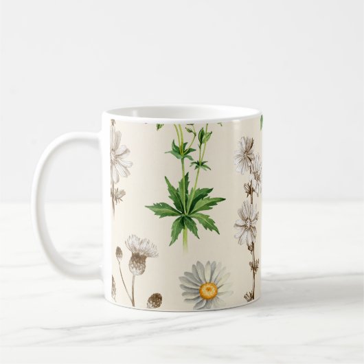 Wildblumen der Wasserfarbe. Kaffeetasse (Links)