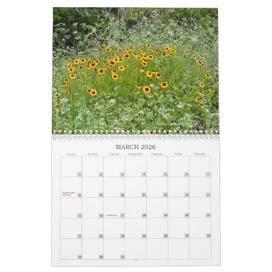 Wildblumen der Wiese Kalender (Mär 2026)