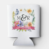 Wildblumen des Aquarellgartens Hochzeitmongram Dosenkühler (Rückseite)