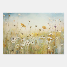 WILDBLUMEN DES DEKORATIONSPAPIES FÜR DIE FELDDEKOR GESCHENKPAPIER SET