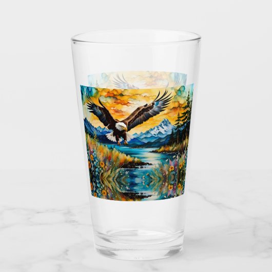 Wildblumen des Flusses Bald Eagle bei Sonnenunterg Glas (Vorderseite)