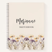 Wildblumen des Sketchbooks sind beigefarben Notizblock (Vorderseite)