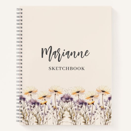 Wildblumen des Sketchbooks sind beigefarben Notizblock (Vorderseite)