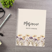 Wildblumen des Sketchbooks sind beigefarben Notizblock