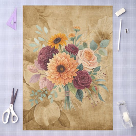 Wildblumen des Wasserfarbenfalls auf Pergament Seidenpapier (Basteln)