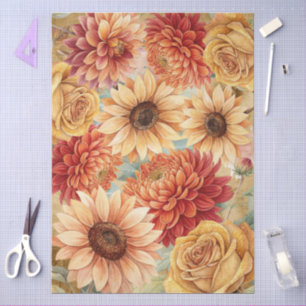 Wildblumen des Wasserfarbenfalls auf Pergament Seidenpapier