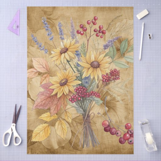 Wildblumen des Wasserfarbenfalls auf Pergament Seidenpapier (Basteln)