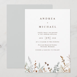 Wildblumen des Winterfeldes Botanische Hochzeit Einladung