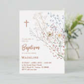 Wildblumen-Design Taufe Folieneinladung (Stehend vorne)