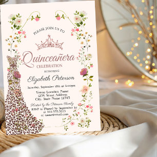 Wildblumen Diamant Kleid Quinceanera Einladung