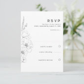 Wildblumen, die Elegant Minimal Wedding RSVP Zeich (Stehend Vorderseite)