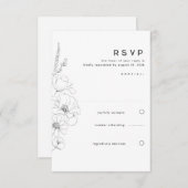 Wildblumen, die Elegant Minimal Wedding RSVP Zeich (Vorne/Hinten)