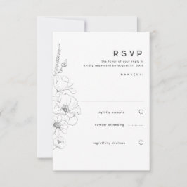 Wildblumen, die Elegant Minimal Wedding RSVP Zeich Karte