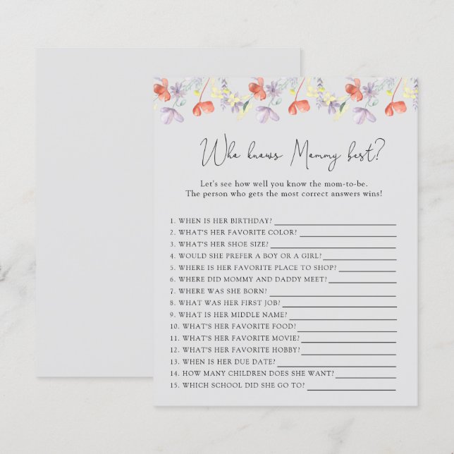 Wildblumen, die MOMMY am besten kennen (Vorne/Hinten)