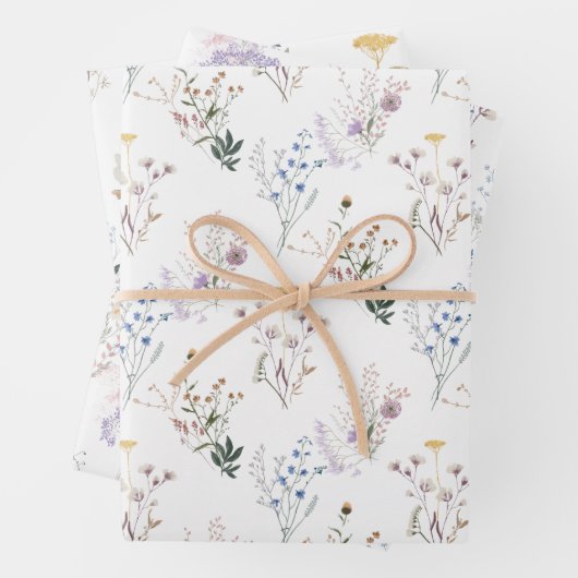 Wildblumen, die Papierblätter umhüllen Geschenkpapier Set (Beispiel)