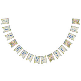 Wildblumen, die Wasserfarben sind und Fahnen jagen Wimpelkette