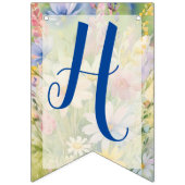 Wildblumen, die Wasserfarben sind und Fahnen jagen Wimpelkette (Zweite Fahne)