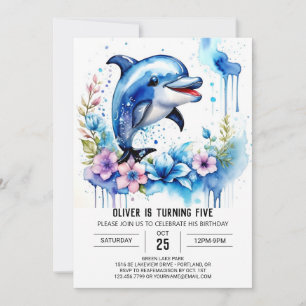 Wildblumen Dolphin Magic Geburtstag Einladung
