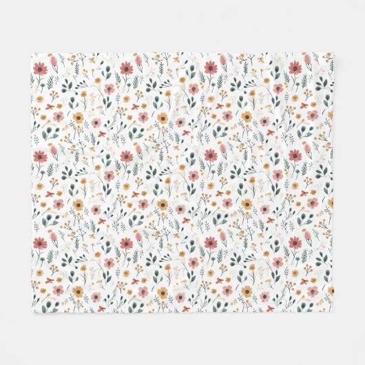 Wildblumen-Doodle Fleecedecke (Vorderseite (Horizontal))