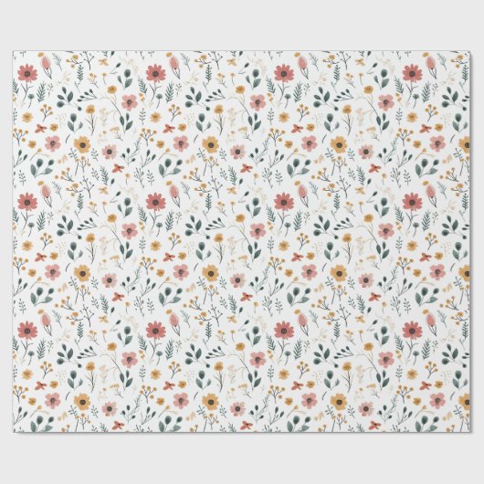 Wildblumen-Doodle Geschenkpapier (Flach)