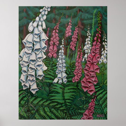 Wildblumen Drucken Foxglove Blume Malerei Poster (Vorne)