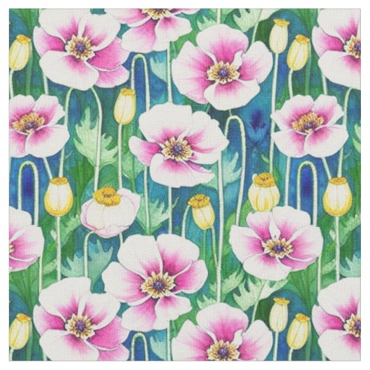 Wildblumen Druckgewebe Stoff (Nahaufnahme)