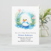 Wildblumen Duck Boy Babydusche Einladung (Stehend Vorderseite)