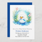 Wildblumen Duck Boy Babydusche Einladung (Vorne/Hinten)