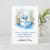 Wildblumen Duckling Boy Babydusche Einladung (Stehend Vorderseite)