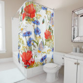 Wildblumen: Dunkelblau, wasserfarblos Duschvorhang (Beispiel)