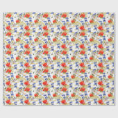 Wildblumen: Dunkelblau, wasserfarblos Geschenkpapier (Flach)