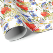 Wildblumen: Dunkelblau, wasserfarblos Geschenkpapier (Rolleneckpunkt)