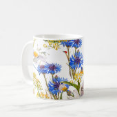 Wildblumen: Dunkelblau, wasserfarblos Kaffeetasse (Vorderseite Links)