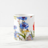 Wildblumen: Dunkelblau, wasserfarblos Kaffeetasse (Mittel)