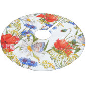 Wildblumen: Dunkelblau, wasserfarblos Polyester Weihnachtsbaumdecke (Schrägansicht)