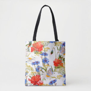 Wildblumen: Dunkelblau, wasserfarblos Tasche