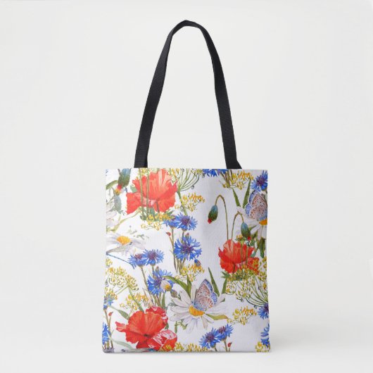 Wildblumen: Dunkelblau, wasserfarblos Tasche (Vorderseite)