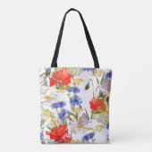 Wildblumen: Dunkelblau, wasserfarblos Tasche (Rückseite)