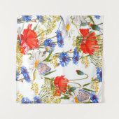 Wildblumen: Dunkelblau, wasserfarblos Wandteppich (Vorderseite (Horizontal))