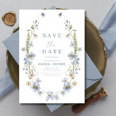 Wildblumen Dusty Blue Boho Save the Date