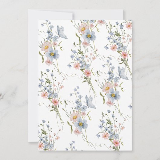 Wildblumen Dusty Blue Boho Save the Date (Rückseite)