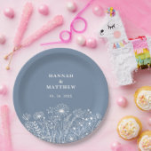 Wildblumen Dusty Blue Boho Wedding Pappteller (Party)