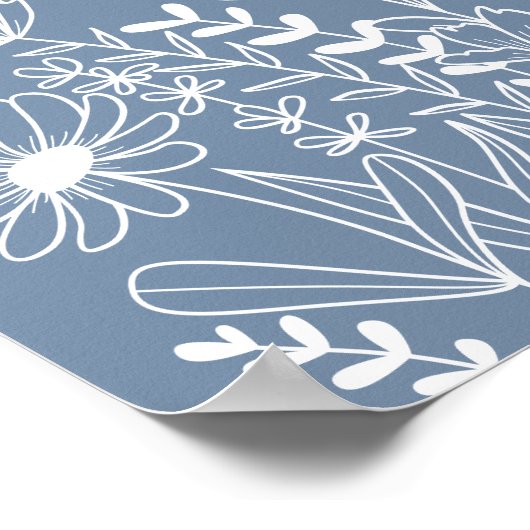 Wildblumen Dusty Blue Boho Wedding Willkommen Poster (Ecke)