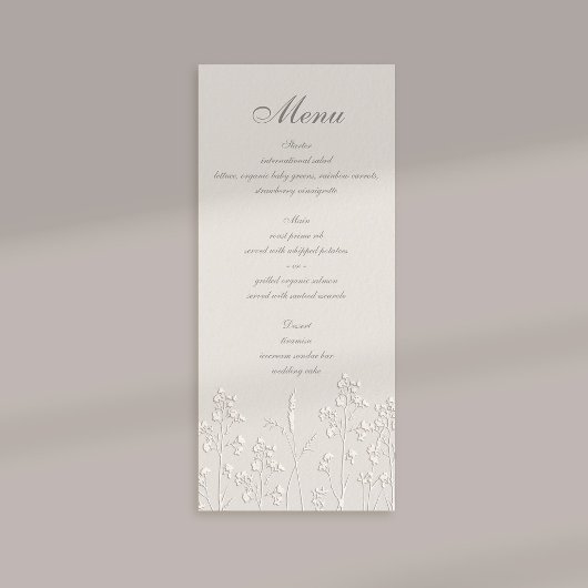 Wildblumen Ecru Imitats Embossed Classic Wedding Menükarte