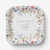 Wildblumen Einfache Hochzeit Pappteller (Vorderseite)