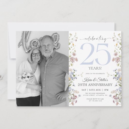 Wildblumen - Einladung zum Foto zum 25-jährigen Ju (Vorderseite)