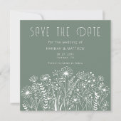 Wildblumen Elegant Boho Sage Green Wedding Save The Date (Vorderseite)
