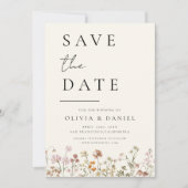 Wildblumen Elegant Boho Save the Date Minimalistis (Vorderseite)